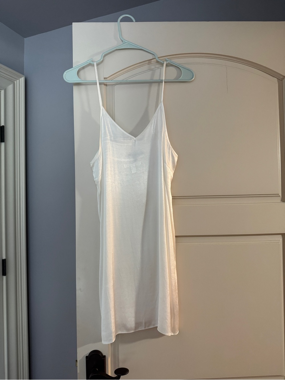 Dolce Vita White Satin Slip Chemise with V-Neck